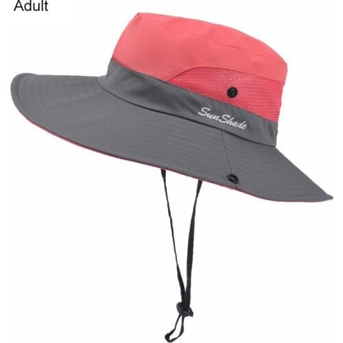 UV Protection Fishing Cap Summer Sun Bucket HatsSafari Ponytail Womens Hiking Wide Brim Beach Foldable Mesh Outdoor Hiking Cap