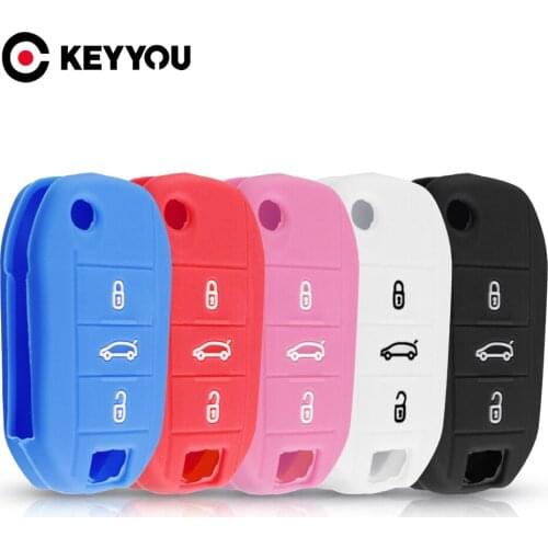 KEYYOU 10X 3 Button Silicone Car Key Case For Citroen C4 CACTUS C5 C3 C4L For Peugeot Remote Case Protector Remote Fob Cover