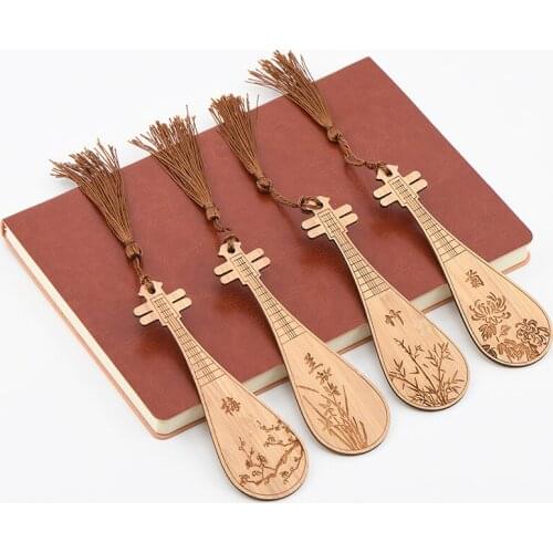 Classical Bookmark Music stationery Guzheng Guqin ancient musical instrument Book Markers wooden Paper Clips piano gift Book