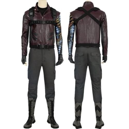 Adult Halloween The Falcon and The Winter Soldier Cosplay Costume Bucky Barnes Battle Outfit Party Full Props