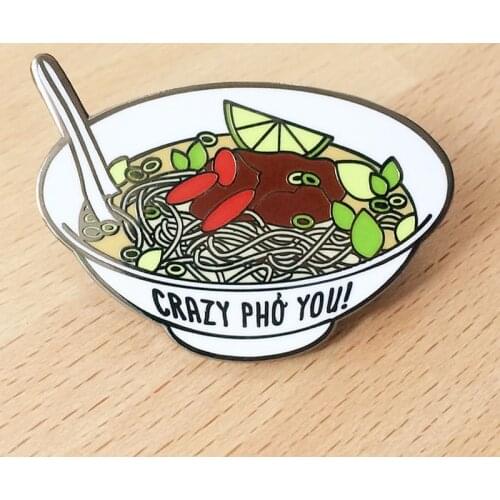 Crazy Pho You Ramen Noodle Enamel Brooch Pin Backpack Hat Bag Lapel Pins Badges Women Mens Fashion Jewelry Accessories