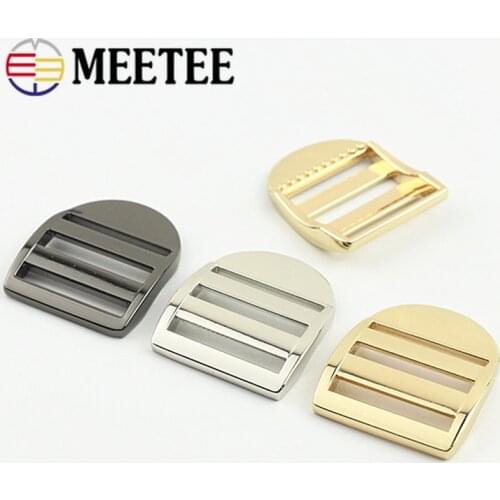 Meetee 5/10Pcs 25mm Metal Adjust Buckle Bag Arched Tri-Glide Strap Buckles DIY Webbing Slider Clasp Adjustment Hook Accessories