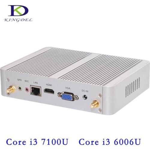 4K HD Mini PC Dual Core i3 6006U i3 7100U Processor HTPC Fanless Mini PC with HDMI VGA 300M wifi 6*USB