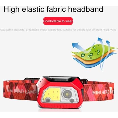 Mini Outdoor Headlamps LED Induction Small Headlight Reachargable Lamp Light Head-Mounted ABS HS-T091 Night Fishing Headlights
