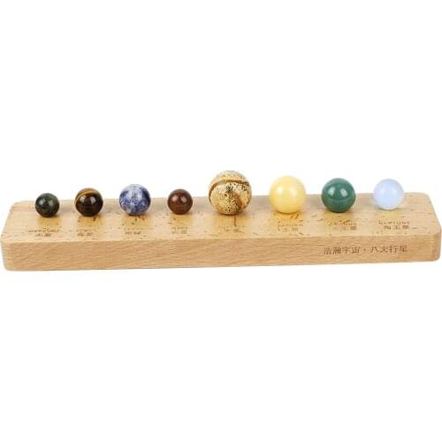 8 Planets Solar System Universe Model with Wooden Base Feng Shui Ornaments