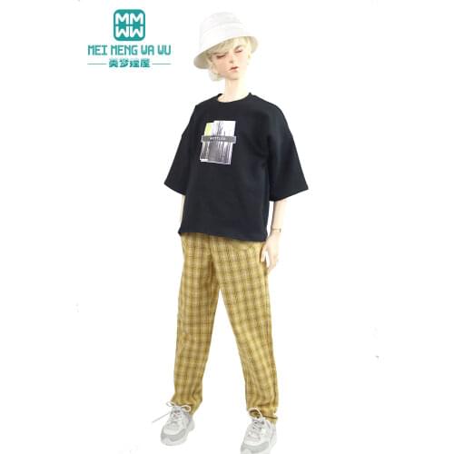 Fits 1/3 68-75cm BJD uncle doll clothes Spherical joint doll Fashion plaid pants high waist sweater