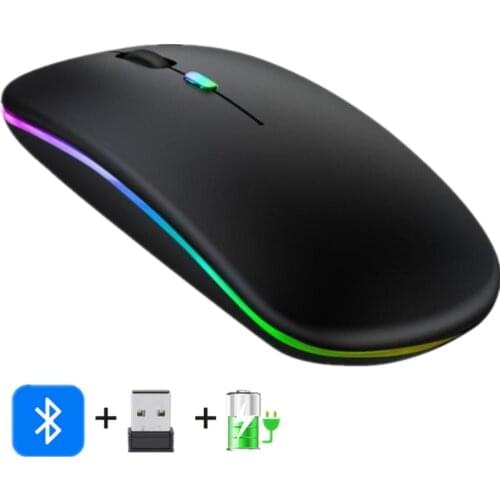 Bluetooth Mouse Wireless Mause RGB LED Rechargeable Ergonomic USB Silent Dual Mode Air Mouse For PC Laptop Computer Macbook MI