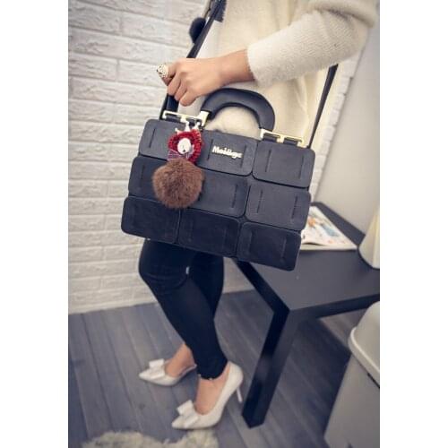 Newest Fashion Famous Brand Womens Handbags Leather Messenger Bag Korean Stitching With a Hair Ball Handbag Ladies Shoulder Bag
