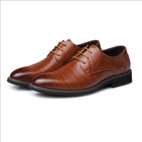 New Flat Classic Men Dress Shoes Genuine Leather Wingtip Carved Italian Formal Oxford Footwear Plus Size 38-47