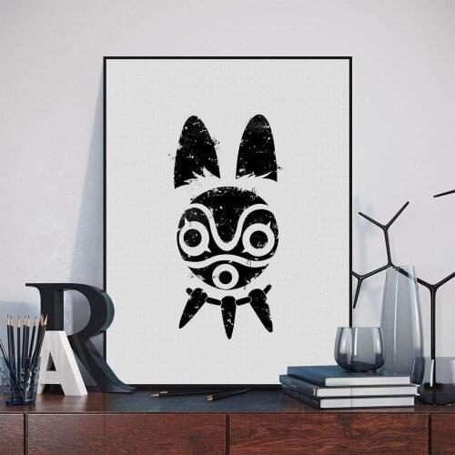 Original Watercolor Princess Mononoke Miyazaki Japanese Anime Movie Art Print Poster Abstract Wall Picture Canvas Painting Decor