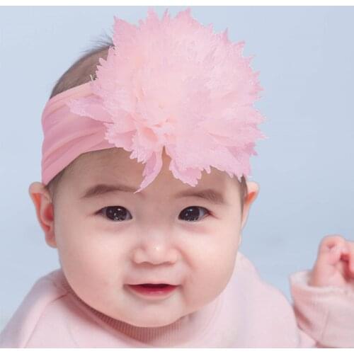 Baby Girl Headbands Big Floral Elastic Hair Bands Head Wrap Baby Hair Accessories 3D Flower Kids Toddler Bow Hairband