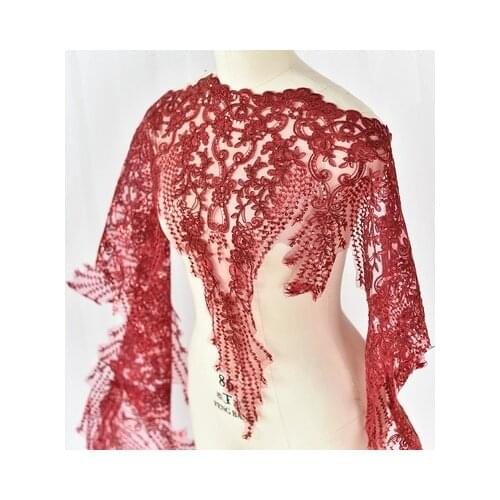 Super wide sequins multi-color embroidered lace wedding dress diy material clothes veil decorative accessories