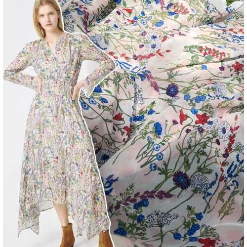 Custom printed polyester chiffon fabric 145 cm width digital inkjet shirt dress handmade diy custom fabric for clothing