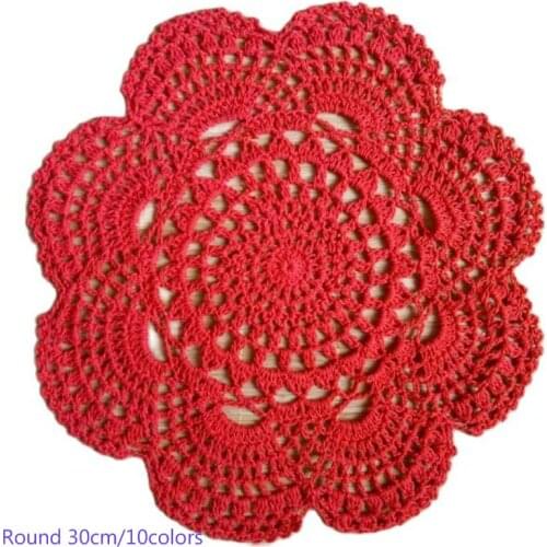 Top round lace cotton table place mat crochet coffee placemat pad Christmas glass drink coaster cup mug tea dining doily kitchen