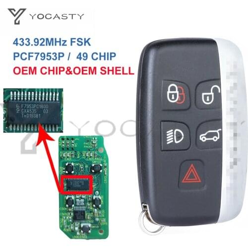 YOCASTY 5 Buttons Smart Car Key Remote 433 With OEM shell Fob For JAGUAR F-TYPE XE XF XJ XK CENTRAL LOCKING EW93 -A5K601-BC