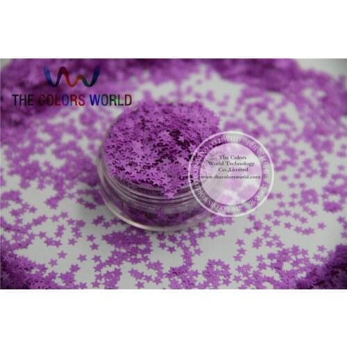 Solvent resistant Sparkles- Neon Purple Color Stars-shaped Glitter Confetti for Nail Polish and DIY decoration 1Pack =50g
