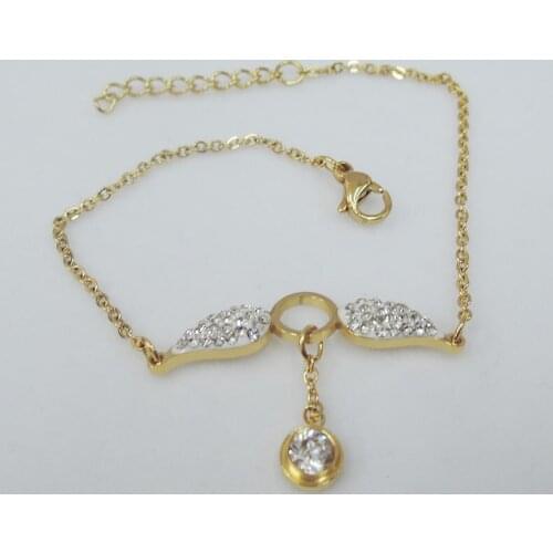 High quality top fashion bracelet made of 100% stainless steel -anti-allerge ,popular angel shape -white and black color