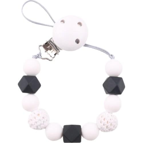 Baby Pacifier Clip Chain Wooden Holder Soother Pacifier Clips Leash Strap Nipple Holder For Infant Nipple Bottle Clip Chain 2021