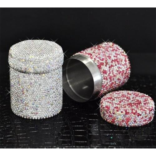 1pc Creative Rhinestone Toothpick Holder Charming Metal Cotton Swab Storage Box Home Office Decorative Supplies