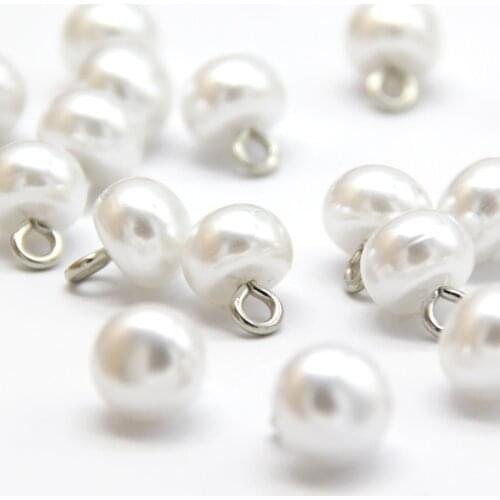 10mm Mushroom Faux Oval Pearl Shirt Buttons Silvery Shank Button For Clothing Woman Coat Decorative Mini Sewing Accessories