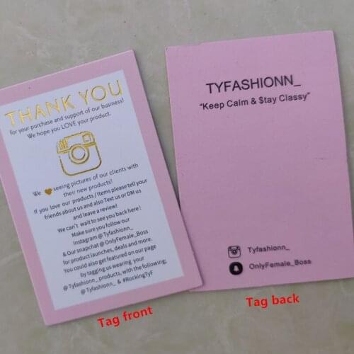 1000pcs , 5 * 7.5 cm Custom 400GSM Matte coated paper tag Name card golden foil print business tags