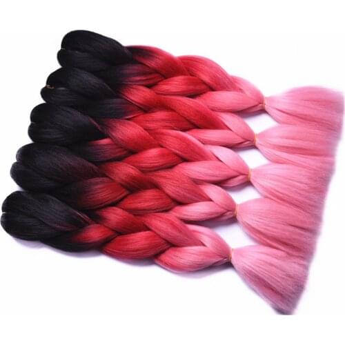 5Strands/Pack Ombre Braiding Hair Jumbo Braids Crochet Hair Heat Resistant Breathable Gradient Three Colors