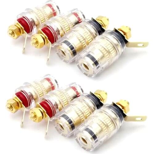 8Pcs/set Speaker Terminal Binding Post 4mm Banana Plug Socket for Loudspeakers