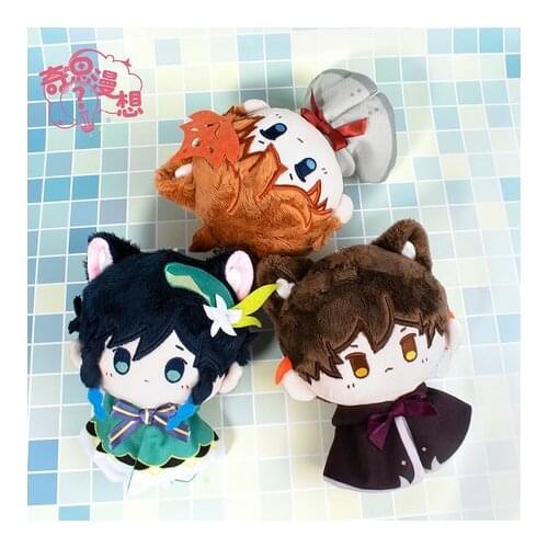 Anime Genshin Impact Barbatos Venti Tartaglia Zhongli Cute 12cm Plush Dango Dolls Bag Pendant Keychain Keyring Toy Gift Cosplay