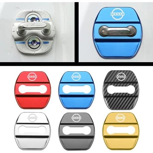 VEHICAR 4PCS Car Door Lock Cover for NISSAN Metal Protector For Auto Lock Case DIY Waterproof Accessories