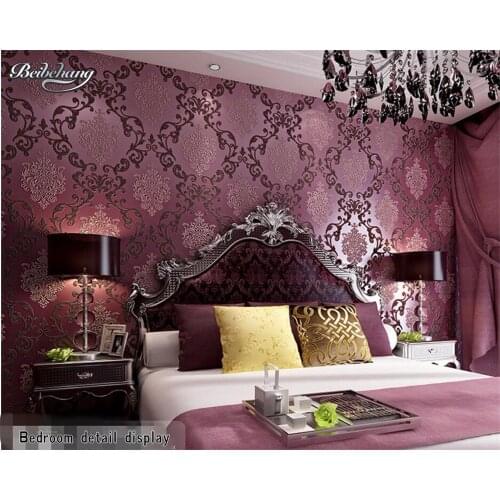 Beibehang European style luxury purple white yellow 3D wallpaper High quality desktop bedside wedding room decoration wallpaper