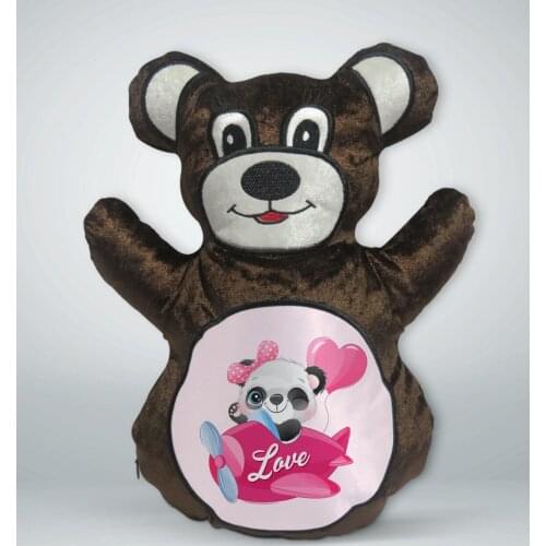 BK Gift Cute Panda Design Brown Teddy Bear Yastık-5