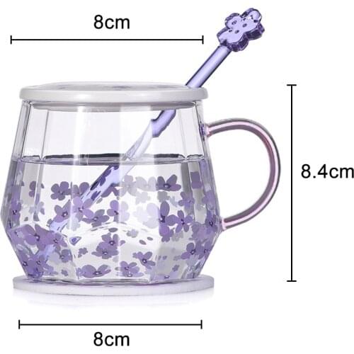 Cherry Blossom Cup Heat Resistant Glass Lady Fresh Lovely Water Cup Coffee Cup Girl Office INS Scented Tea Cup Cute Water Bottle