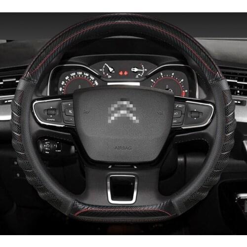 Carbon fiber Steering Wheel Cover for Citroen Berlingo Multispace XTR 2018 2019 2020 2021 Cowhide Auto Accessories