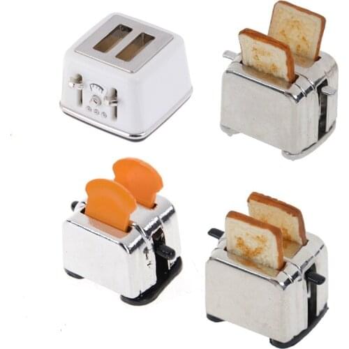 1/12 Scale Dollhouse Bread Machine With Toast Miniature Cute Decorations Toaster Dollhouse Mini Accessories