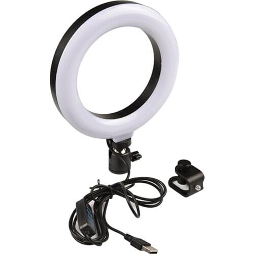 HOT-6Inch Laptop Ring Light with Clamp, Video Led Lighting Kit, 10 Brightness Level Led Desktop Light for Meeting, Selfie