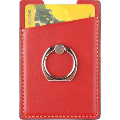 PU leather Phone Wallet Case Women Men Credit Card Holder Pocket Stick 3M Adhesive Mobile Phone Card Holder