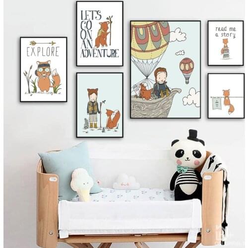 Explore Poster Baby Nursery Wall Art Canvas Painting Cartoon Adventure Print Nordic Kids Decoration Picture Boys Bedroom Decor