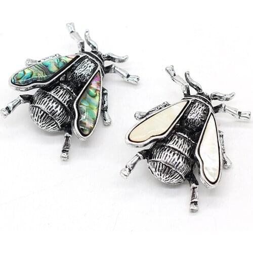 Fine Abalone Brooches Cute Insect Shape Alloy Pins for Women Man Party Weddings Costume Brooch Accessories