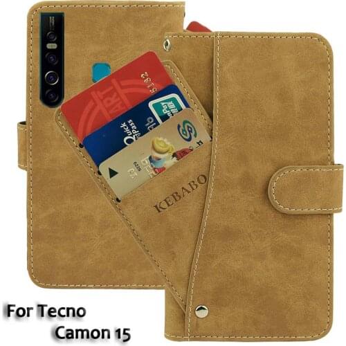 Leather Wallet Tecno Camon 15 Pro Case 6.53" Flip Fashion Luxury Front Card Slots Cases Cover Business Magnetic Phone Bags