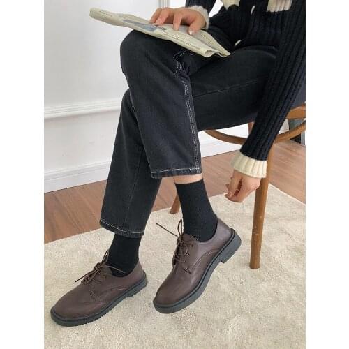 Small leather shoes female 2021 spring and autumn new Korean version of the British style simple thick with fairy style lace