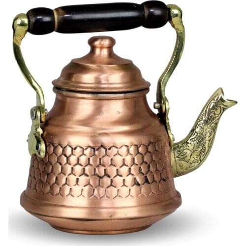 Morya Copper Turkish Tea Pots Set 1teapot Warmer Coffee Teaware Kettle Infuser Vintage Kitchen Decor Handmade 650 ml