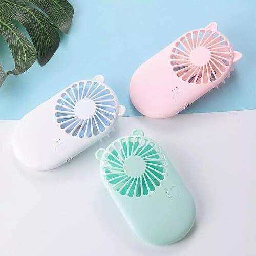 ELOOLE Summer Cute Portable Mini Fan Handheld USB Chargeable Desktop Fans 3 Mode Adjustable Cooler For Outdoor Travel Office