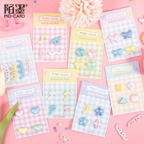 1PC Cute Heart and Stars Mini Embroidery Decorative Sticker for Clothes Bag Stationery