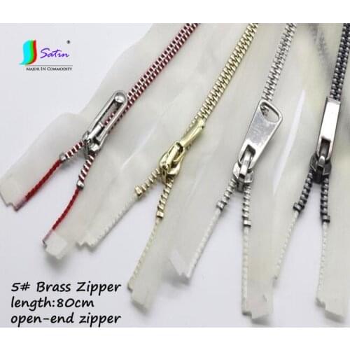 Fashion 5# 80cm Transparent Open-End Tail Silver Gold Green Pull Ring Brass Zipper Handbag Dress Sew Diy Home Material Zipper