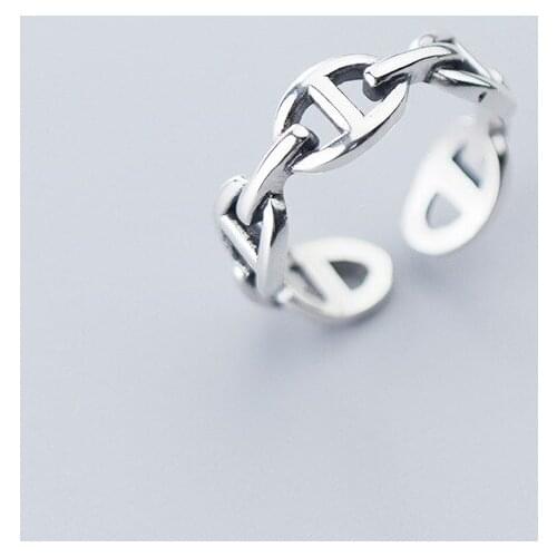 Trendy Simple Link Chains Rings For Women Lover Engagement Wedding Open Finger Rings Punk Jewelry