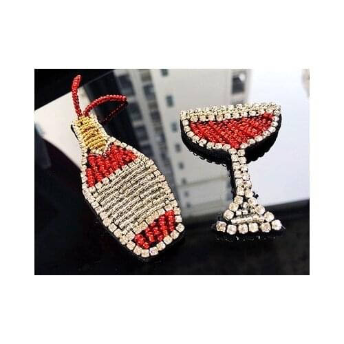 Bottle set rhinestones bead brooch patches for clothing parches termoadhesivos para ropa apliques de roupa