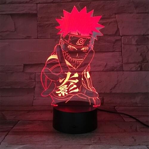 Naruto Uzumaki Anime 3D Lamp Night Light Children USB Novelty Lighting Decor Home Shippuden Lampara Bedroon Desk Led Illuminator