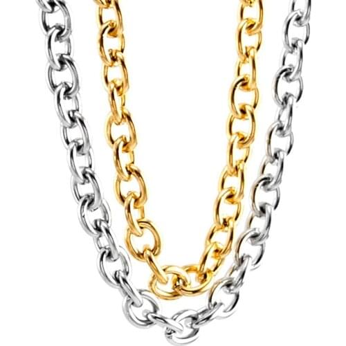 Stainless steel Sell in meter gold/rosegold color 6mm big rolo chain punk style strong man chain wholesale necklace 1m