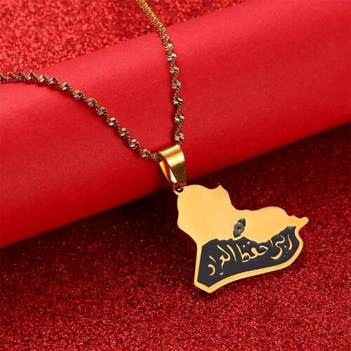 Republic Of Iraq Map Pendant Necklace for Women Men Jewelry Maps of Iraq Necklaces