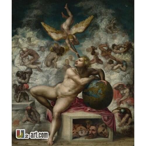 Canvas Prints (Michelangelo - The Dream of Human Life) Free shipping wall art painting print for living room Religion-341